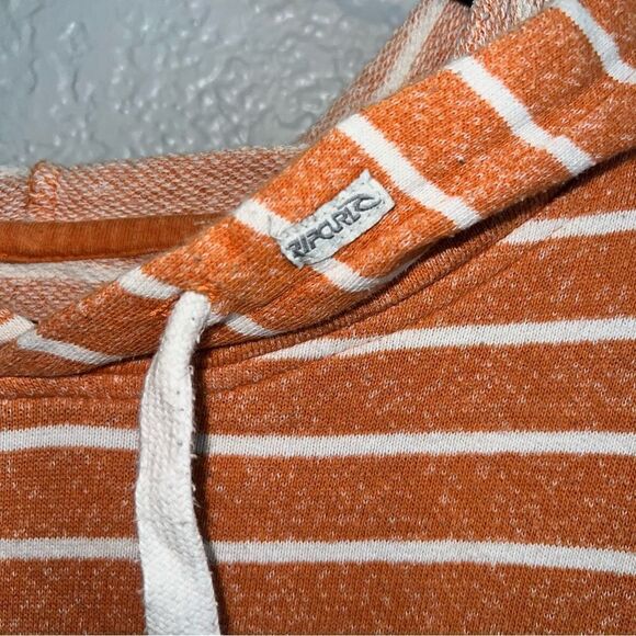 Rip Gurl Womens Striped Drawstring Long Sleeve Knit Hooded Sweater Orange XL - Picture 7 of 10